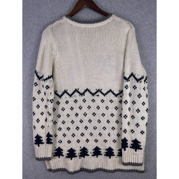 525 America Sweater Women's L Ivory Cashmere Wool Blend Ski Holiday Cozy Chunky - Picture 12 of 12